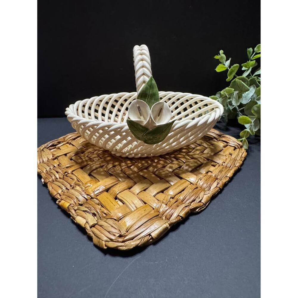 White Ceramic Basket w/ Calla Lilies